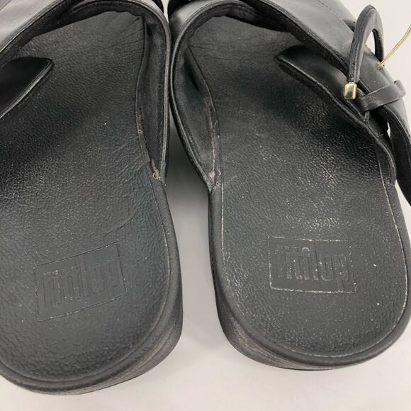 Fitflop Slide Sandals Womens 9 Black Cross Strap Slip On Open Back - Picture 7 of 10